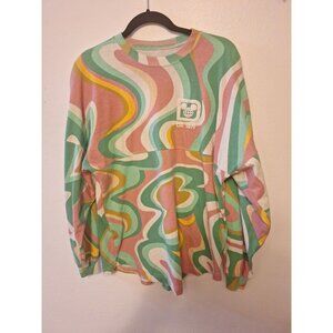 Walt Disney World Spirit Jersey Sm MED psychedelic 70's Disco Pink Green Logos